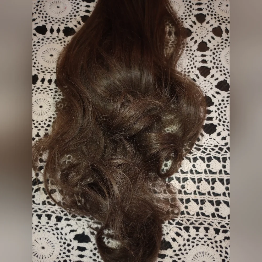 Ponytail extension with claw or drawstring 24